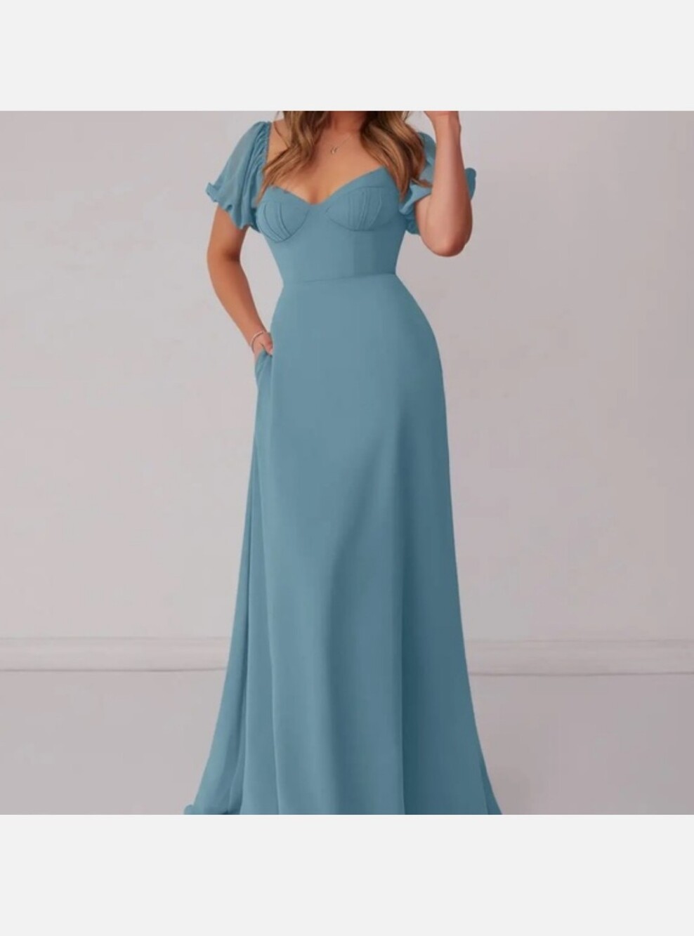 Azazie Steel Blue Dress A0
